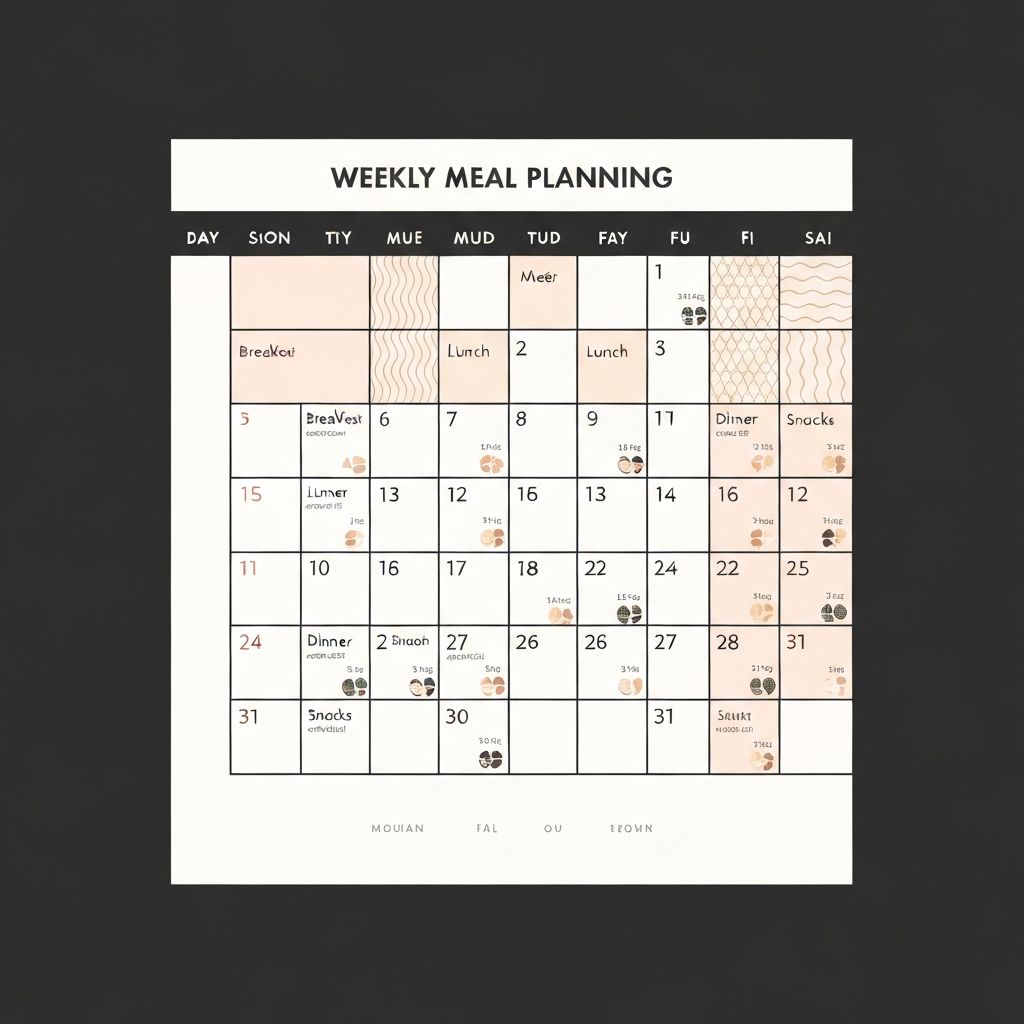 Wochenkalender mit verschiedenen Mahlzeiten und Strukturmuster